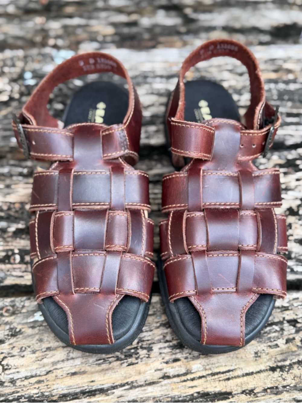 Vintage 90’s Eastland Men’s Size 9D Brown Leather Woven Fisherman Sandals EUC X1